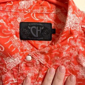 Women’s cowgirl hardware western long sleeve Shirt pearl snap XL